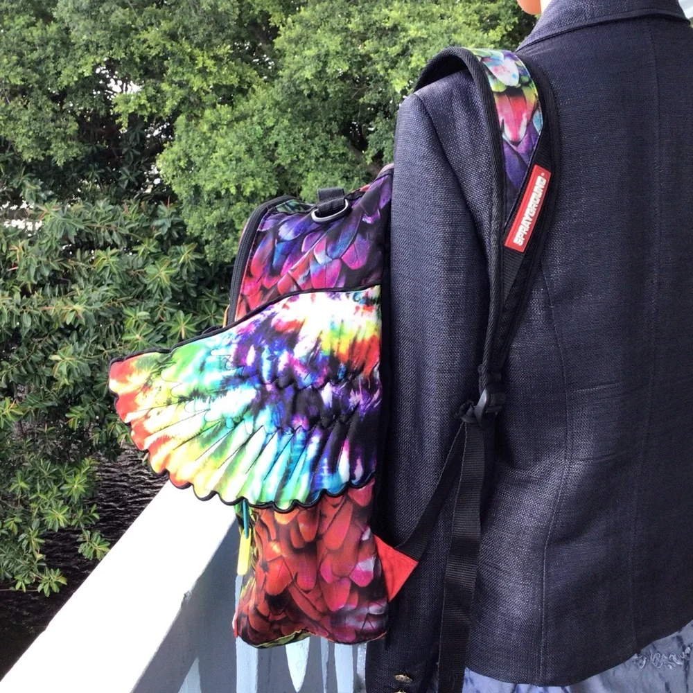 Sprayground Limited Edition Rainbow Feather Angel Wings Backpack - Multicolor
